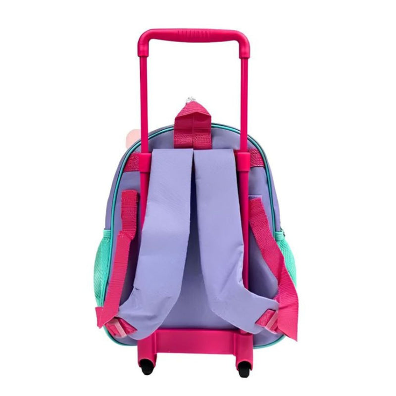 Mochila de Carrinho Mala Bolsa Unicórnio Rosa Roxo Lancheira Térmica Duas Alças Lanchinho Escolar Infantil Feminino Clio