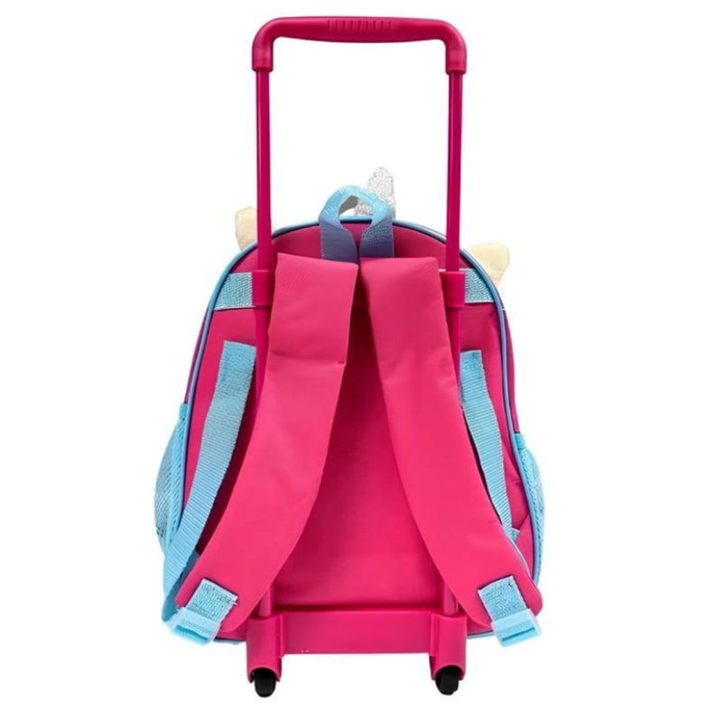 Mochila de Carrinho Mala Bolsa Unicórnio Rosa Roxo Lancheira Térmica Duas Alças Lanchinho Escolar Infantil Feminino Clio