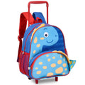 Mochila de Carrinho Mala Bolsa Dinossauro Verde Azul Infantil Masculino Clio