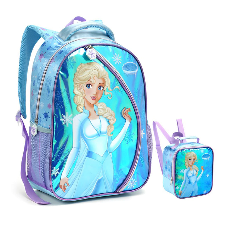 Kit Mochila de Costas Infantil Princesa do Gelo Frozen Mala Bolsa Lancheira Térmica Escolar Feminino Seanite