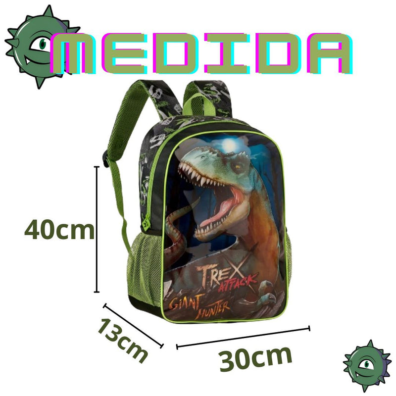 Mochila de Costas Mala Bolsa T-Rex Masculino Infantil Escolar Clio