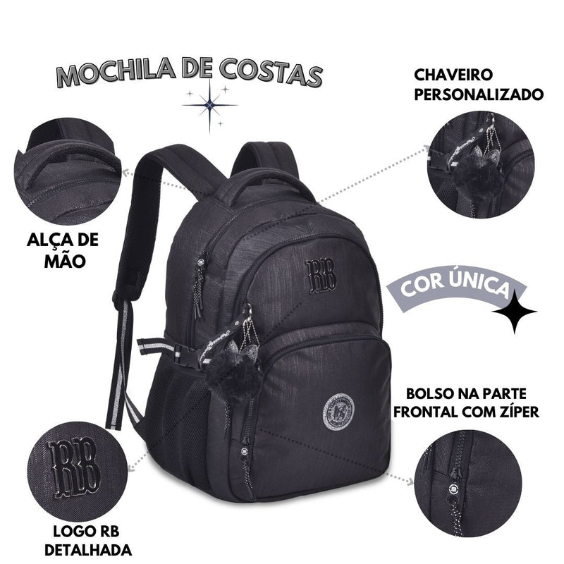 MOCHILA DE COSTAS REBECCA BONBON PRETO 17" RB24527