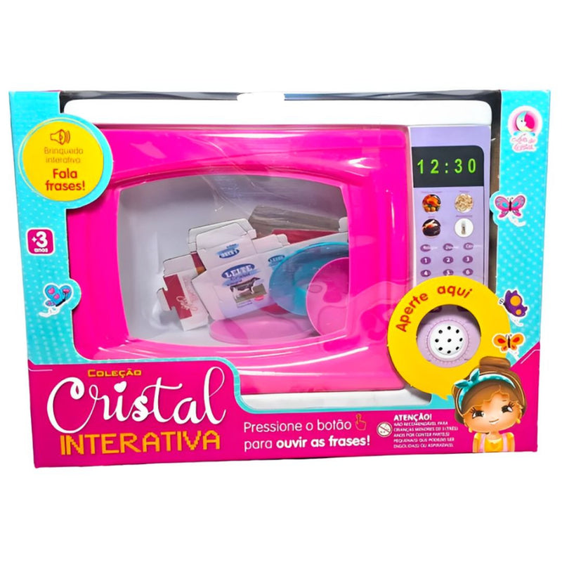 Brinquedo Microondas Interativo Fala 14 Frases Fashion Faz de Conta Com Utensilios Meninas Lua de Cristal