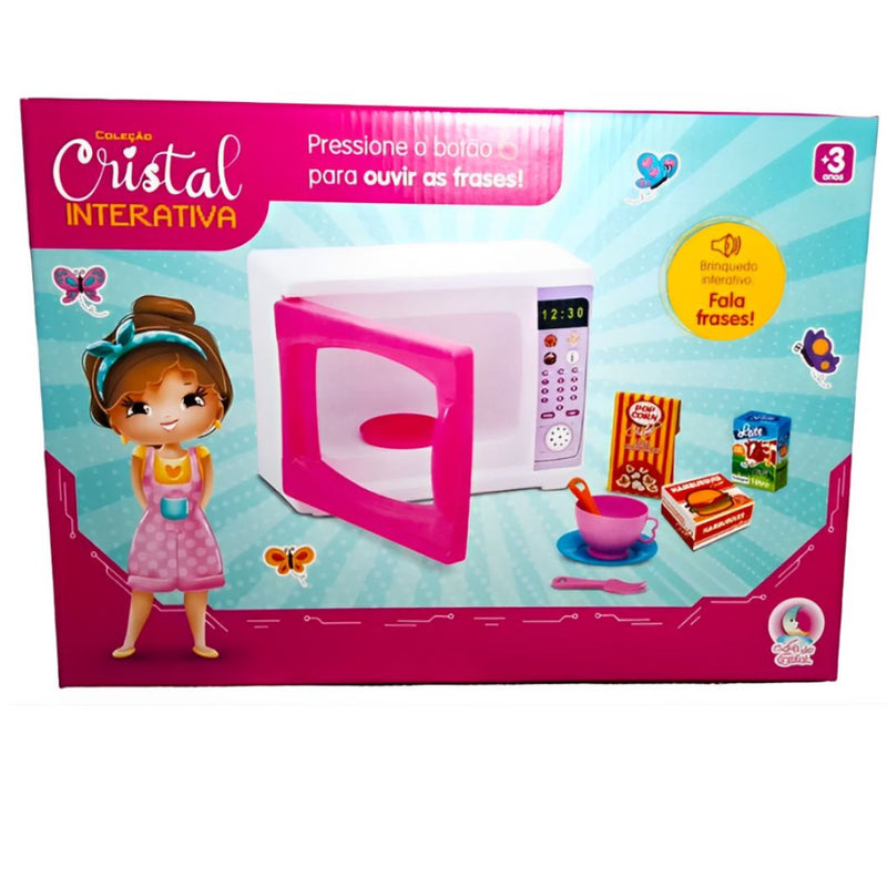 Brinquedo Microondas Interativo Fala 14 Frases Fashion Faz de Conta Com Utensilios Meninas Lua de Cristal