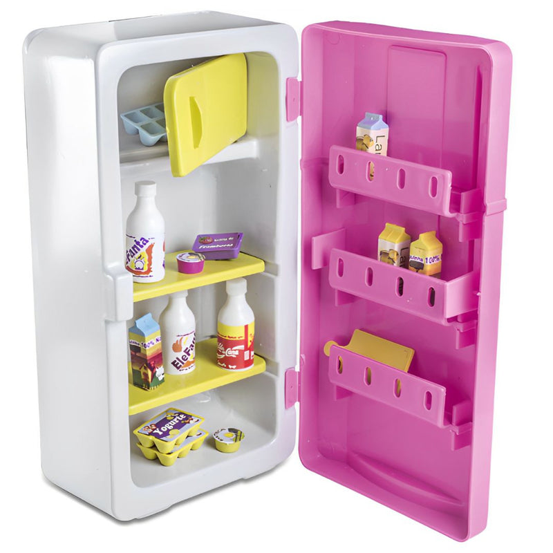 Brinquedo Geladeira Cristal Lux Comida Faz de Conta Congelador Diversão Infantil Meninas Lua de Cristal