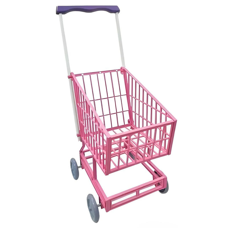 Brinquedo Carrinho de Supermercado Cor Rosa Brincadeira Faz de Conta Compras Infantil Meninas Fashion Lua de Cristal