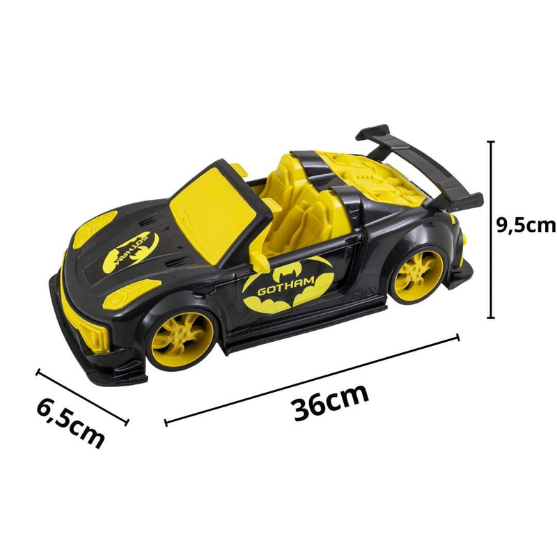 Brinquedo de Carrinho Super Carros Gotham Turbo Batman Preto Infantil Masculino Menino Kendy