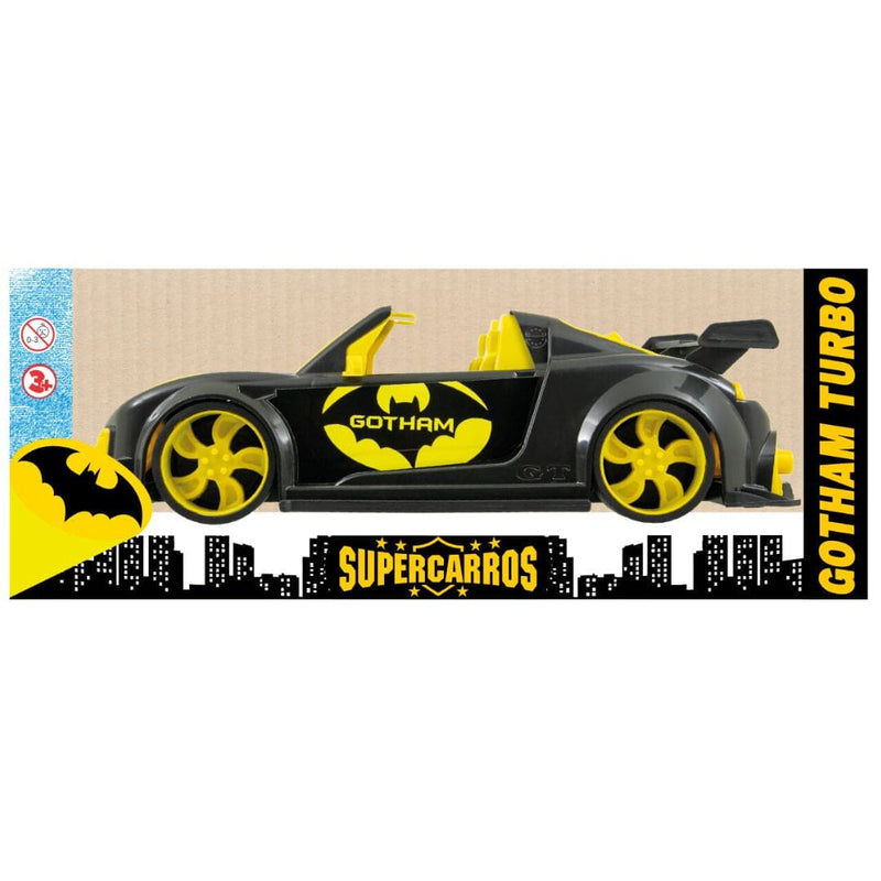 Brinquedo de Carrinho Super Carros Gotham Turbo Batman Preto Infantil Masculino Menino Kendy