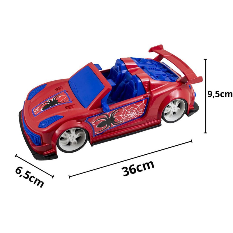 Brinquedo de Carrinho Super Carros Spider Turbo Homem Aranha Masculino Menino Criança Infantil Kendy