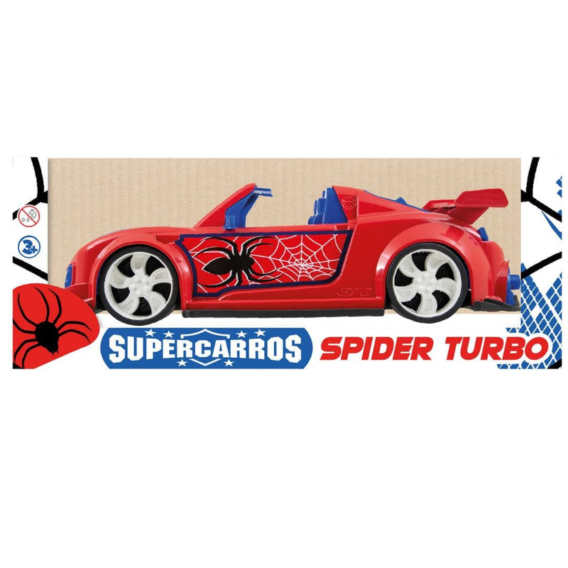 Brinquedo de Carrinho Super Carros Spider Turbo Homem Aranha Masculino Menino Criança Infantil Kendy