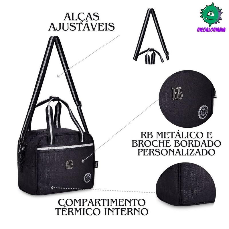 Lancheira Térmica Rebecca Bonbon Preto Fashion Meninas Feminino Duas Alças Lanchinho Clio