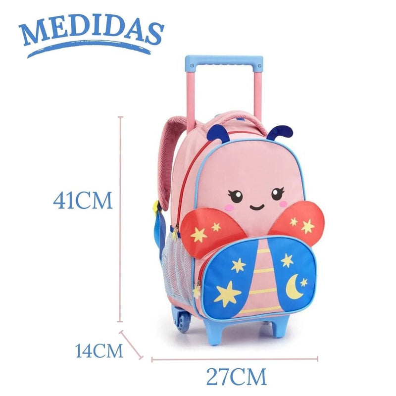 Kit Mochila de Carrinho Borboleta Lancheira Térmica Escolar Masculino Seanite