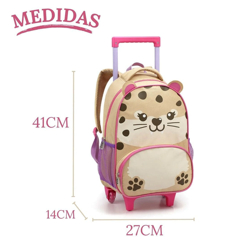 Kit Mochila de Carrinho Chita Bolsa Lancheira Térmica Escolar Feminino Seanite