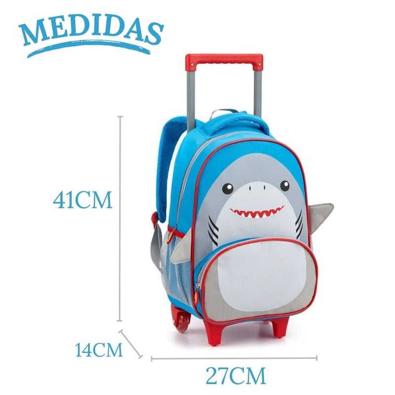 Kit Mochila de Costas de Carrinho Tubarão Lancheira Térmica Escolar Masculino Seanite