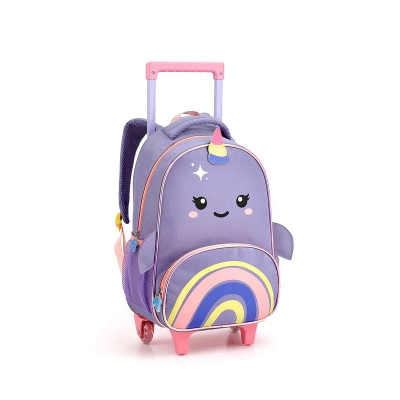 Kit Mochila de Carrinho Baleia Lancheira Térmica Escolar Feminino Lilás Seanite