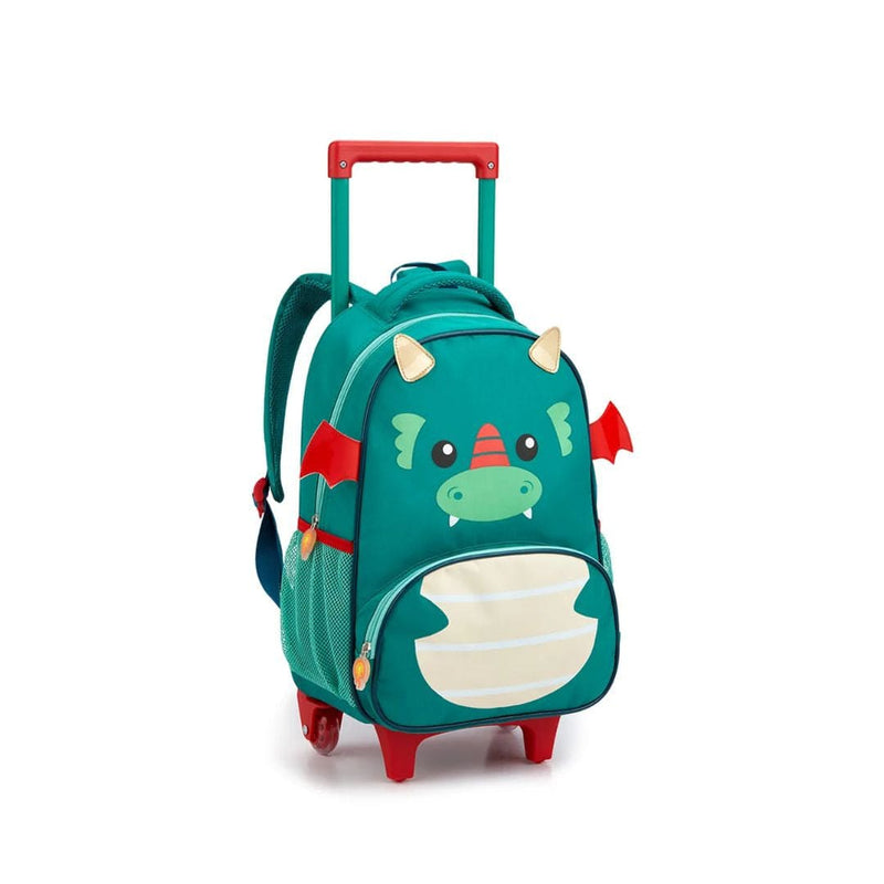 Kit Mochila de Carrinho Dragão Lancheira Térmica Escolar Masculino Verde Seanite