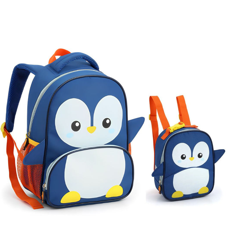 Kit Mochila de Costas Pinguim Infantil Lancheira Térmica Bolsa Escolar Seanite