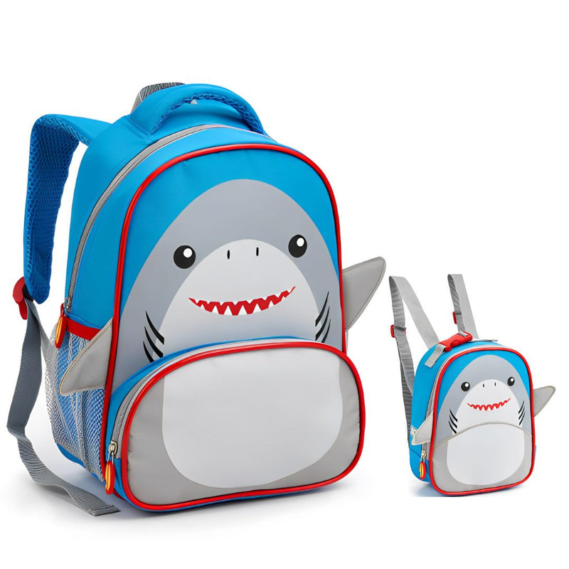 Kit Mochila de Costas Tubarão Infantil Lancheira Térmica Escolar Masculino Meninos Seanite