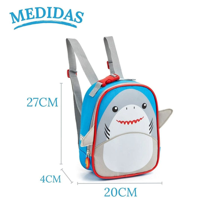 Kit Mochila de Costas de Carrinho Tubarão Lancheira Térmica Escolar Masculino Seanite