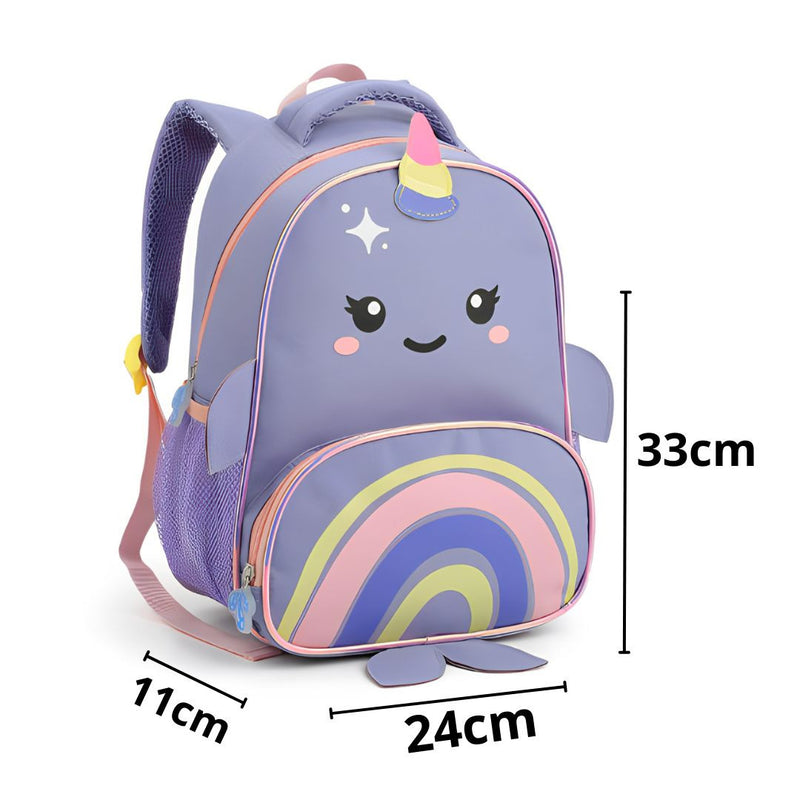 Kit Mochila de Costas Baleia Infantil Lancheira Térmica Bolsa Escolar Seanite