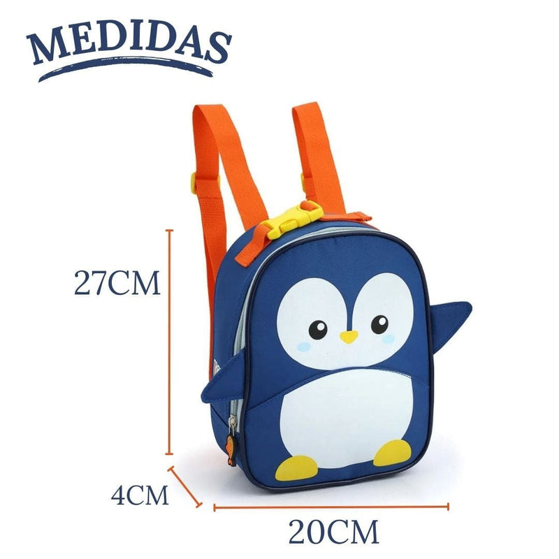 Kit Mochila de Carrinho Pinguim Lancheira Térmica Escolar Masculino Azul Seanite