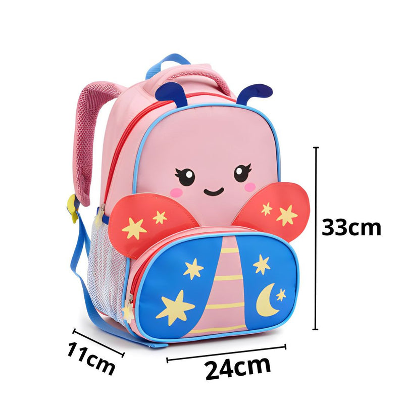 Kit Mochila de Carrinho de Costas Borboleta Infantil Lancheira Térmica Escolar Feminino Seanite