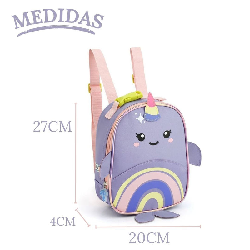 Kit Mochila de Costas Baleia Infantil Lancheira Térmica Bolsa Escolar Seanite