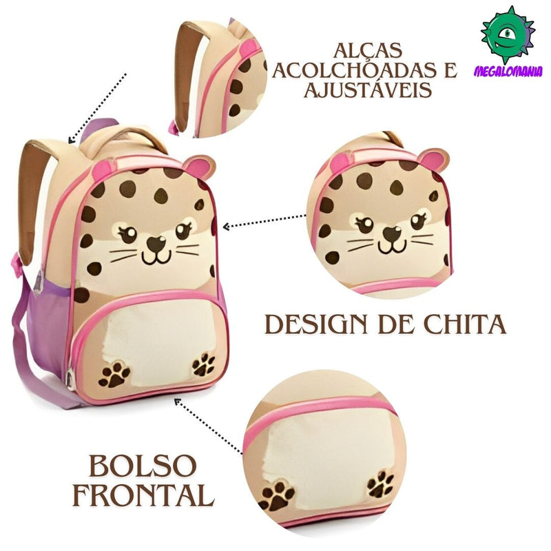 Kit Mochila de Costas Chita Infantil Lancheira Térmica Bolsa Escolar Seanite