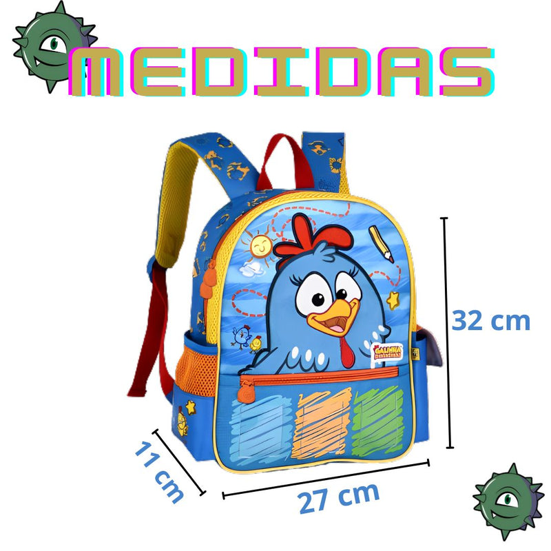 Kit Mochila Costas Bolsa Mala Galinha Pintadinha Lancheira Térmica Infantil Escolar Clio