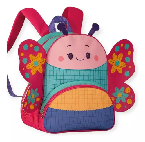 Mochila Bolsa Mala Infantil Menina Lancheira Costas Escolar Joaninha Borboleta Raposinha - Megalonania