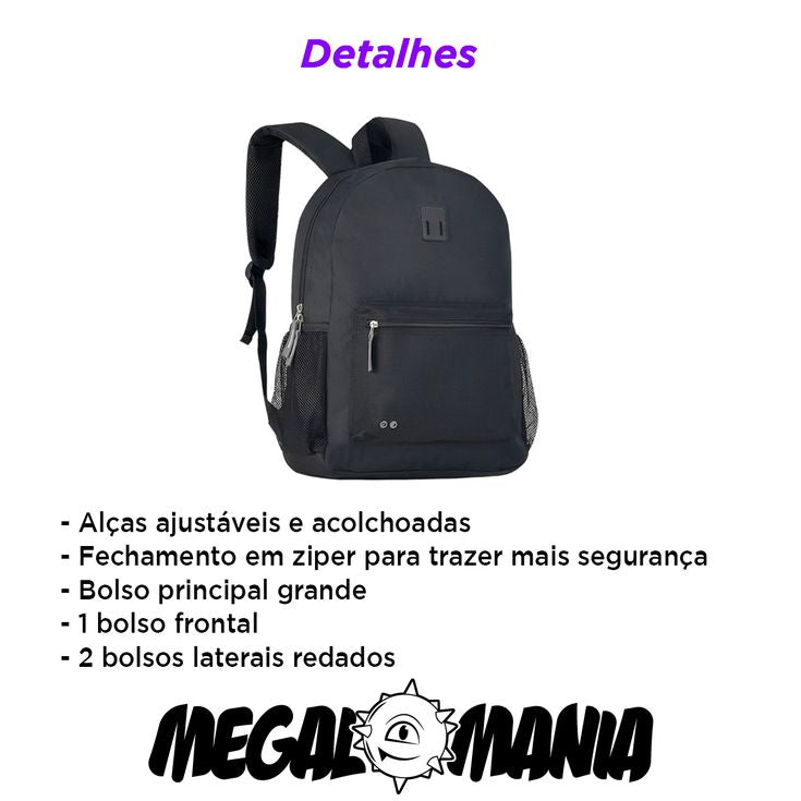 Mochila de Costas Escolar Juvenil com Bolso Frontal Oficial - Clio