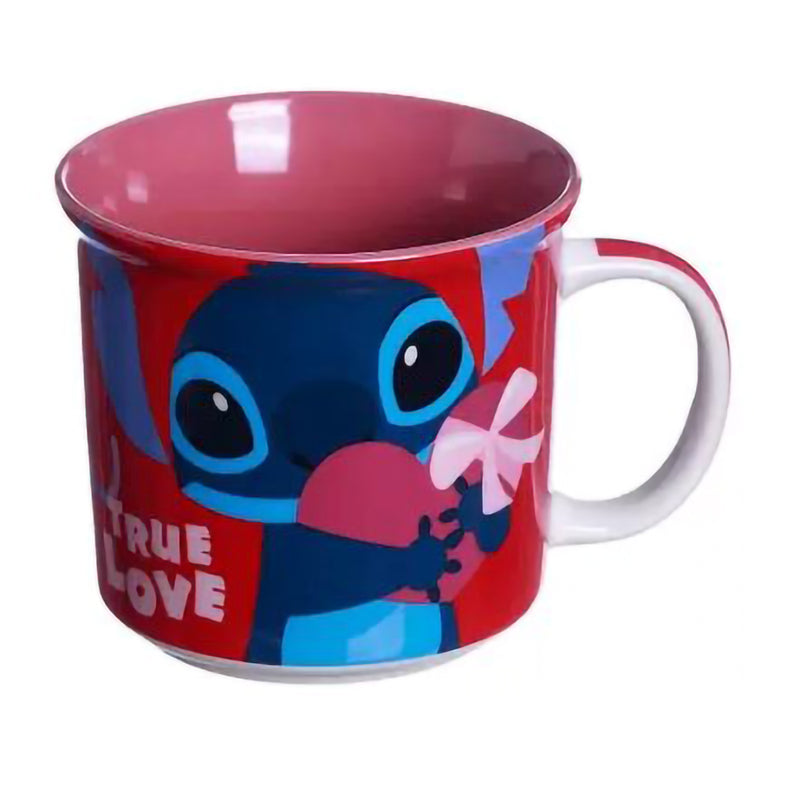 Caneca Tom Lilo Stitch Angel True Love Ohana Coração Walt Disney Dia dos Namorados Valentine's Day Amor Casal - Megalonania